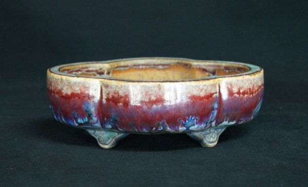 画像2: 平安香山 作「辰砂窯変木瓜式鉢」・大乗園撰　三落款 (2)